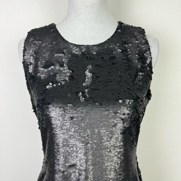 Calvin Klein | Black Sequin Sleeveless Knee Length Sheath Cocktail Dress - Picture 4 of 11